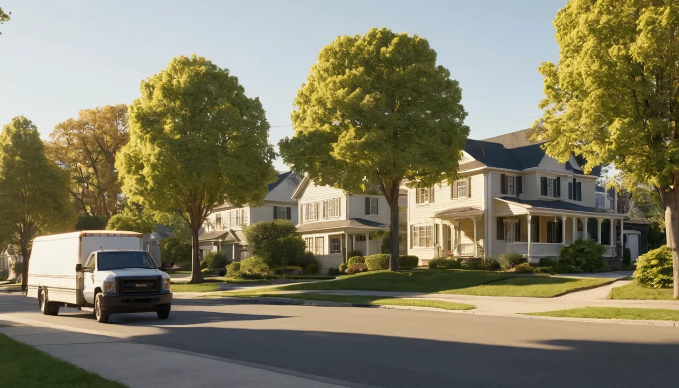 A tree-lined residential street in the Bowie area with colonial and split-level homes
